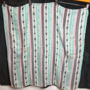 Pre-Owned Sheer Infinity Scarf Circle Loop Arrows Mint Pink 35x35